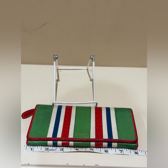 Balenciaga Paris Bazar Striped Zip Around Continental Leather Wallet